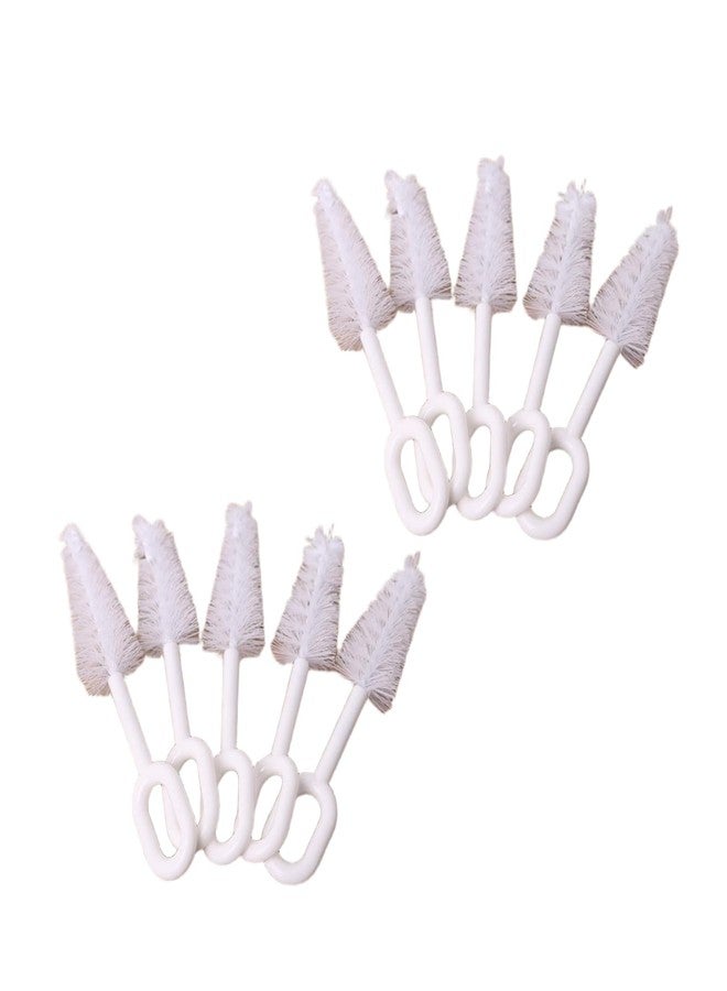 Cauaoa 10 Pcs White Pacifier Cleaning Set,Nipple Cleaner Nipples Brush Cleaning Tools Professional Bristle High Density Pacifier Soother Accessories,Bottle-Feeding - Image 1